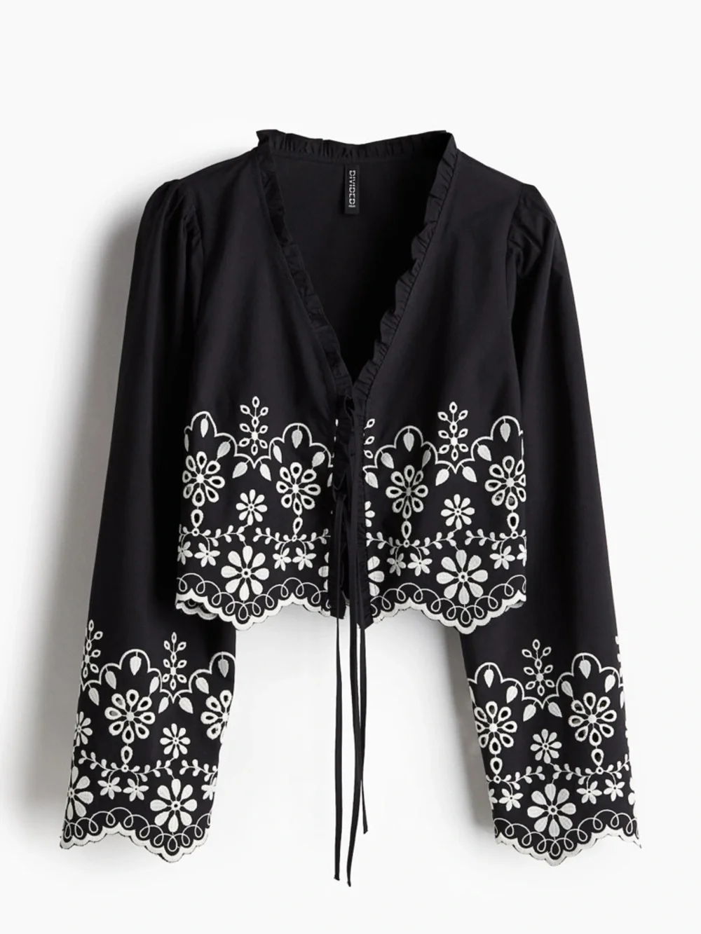 HM Black Embroidered Tie Front Top Size M
NWT - Picture 2 of 8